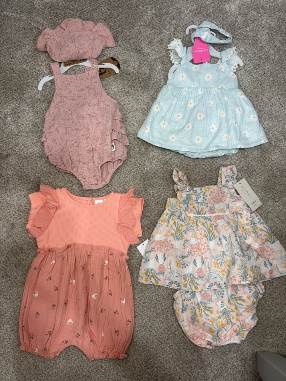 Lot of NEW Baby Girl Summer Outfits 6-9 months dresses floral skirted bubbles